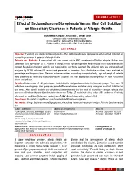 Effect of Beclomethasone Dipropionate Versus Mast Cell Stabilizer on Mucociliary Clearance in Patients of Allergic Rhinitis
