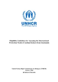 Eligibility Guidelines for Assessing the International Protection Needs of Asylum-Seekers from Guatemala