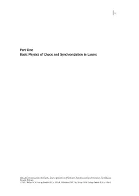 Part One Basic Physics of Chaos and Synchronization in Lasers