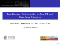 Post-Quantum Authentication in Openssl with Hash-Based Signatures