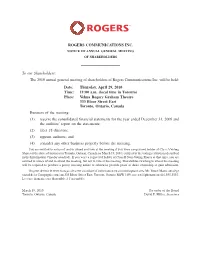 ROGERS COMMUNICATIONS INC. to Our Shareholders: the 2010