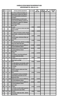 Schedule of Bid Prices for Invitation to Bid Advertisement No