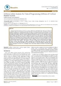 Software Safety Analysis for Clinical Programming Software of Cochlear Implant System Umamaheswararao B1* and Seetharamaiah P2 1Dept