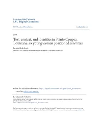 Text, Context, and Identities in Pointe Coupee, Louisiana