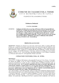 Comune Di Casamicciola Terme C I T T A' M E T R O P Ol I T a N a D I N a P O L I