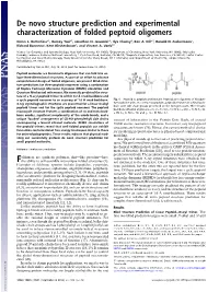 De Novo Structure Prediction and Experimental Characterization of Folded Peptoid Oligomers