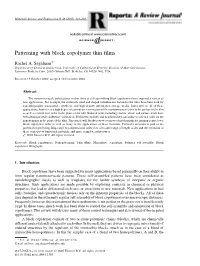 Patterning with Block Copolymer Thin Films