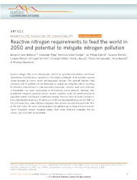 Reactive Nitrogen Requirements to Feed the World in 2050 and Potential to Mitigate Nitrogen Pollution