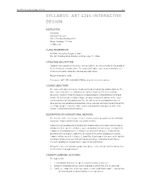 Syllabus: Art 4366-Interactive Design