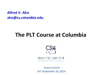 The PLT Course at Columbia