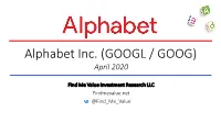 Alphabet Inc. (GOOGL / GOOG) April 2020