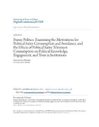 Examining the Motivations for Political Satire Consumption and Avoidance