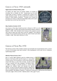 Graves of Note 1950 Onwards