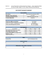 Investment Manager Summary
