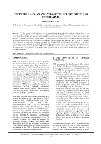 Ott in Thailand: an Analysis of the Opportunities and Constraints
