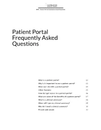 Patient Portal Frequently Asked Questions