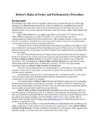 Robert's Rules of Order and Parliamentary Procedure