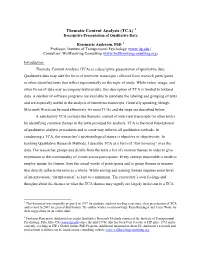 Thematic Content Analysis (TCA) 1 Descriptive Presentation of Qualitative Data