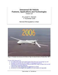 Unmanned Air Vehicle Features, Applications and Technologies Version 25