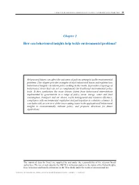 Chapter 1 How Can Behavioural Insights Help Tackle Environmental