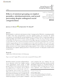 Effects of Minimal Grouping on Implicit Prejudice, Infrahumanization, And