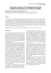 Functional Response of Trichogramma Brassicae at Different Temperatures and Relative Humidities