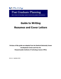 Guide to Writing Resumes and Cover Letters