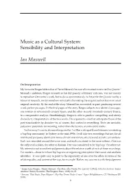 Music As a Cultural System: Sensibility and Interpretation