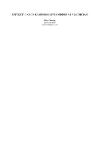 Reflections on Learning Coding As a Musician V. 1