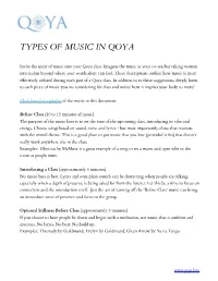 Types of Music in Qoya