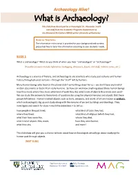 What Is Archaeology?