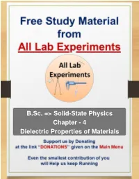 B.Sc. =&gt; Solid-State Physics Chapter