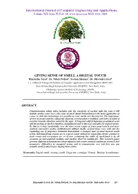 International Journal of Computer Engineering and Applications, GIVING SENSE of SMELL a DIGITAL TOUCH