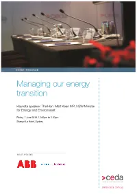 Managing Our Energy Transition