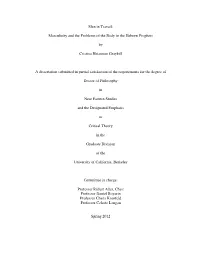 Masculinity and the Problems of the Body in the Hebrew Prophets By