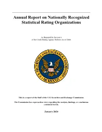 2019 Annual Report on Nationally Recognized Statistical Rating