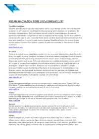 Asean Innovation Tour 2013-Company List