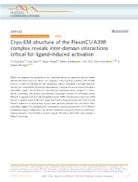 Cryo-EM Structure of the Plexinc1/A39R Complex Reveals
