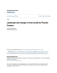 Landscape and Change in Three Novels by Theodor Fontane