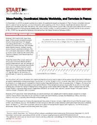 Mass-Fatality, Coordinated Attacks Worldwide, and Terrorism in France