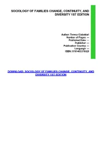 Sociology of Families Change, Continuity, and Diversity 1St Edition