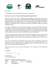 Water and Effluent Quality Management Policy”