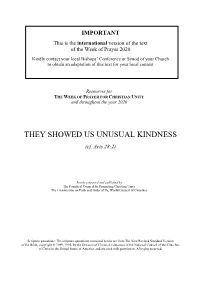 WEEK of PRAYER for CHRISTIAN UNITY and Throughout the Year 2020
