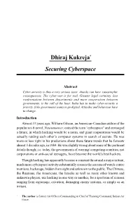 Dhiraj Kukreja* Securing Cyberspace