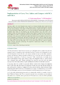 Implementation of Carry Tree Adders and Compare with RCA and CSLA