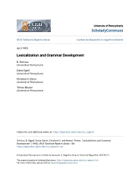 Lexicalization and Grammar Development