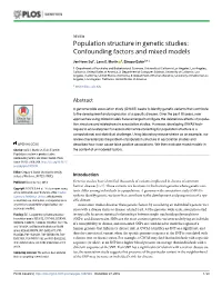 Population Structure in Genetic Studies: Confounding Factors and Mixed Models