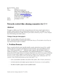 Towards Restrict-Like Aliasing Semantics for C++ Abstract