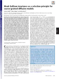 Weak Galilean Invariance As a Selection Principle for Coarse