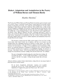 Dialect, Adaptation and Assimilation in the Poetry of William Barnes and Thomas Hardy